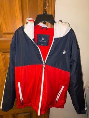 U.S. Polo Assn. Men's Fleece Lined Tricolor Block Windbreaker Jacket